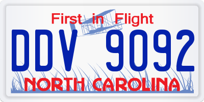 NC license plate DDV9092