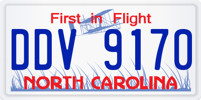 NC license plate DDV9170