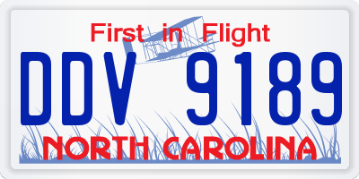 NC license plate DDV9189