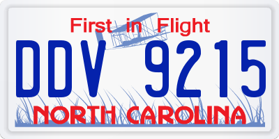 NC license plate DDV9215