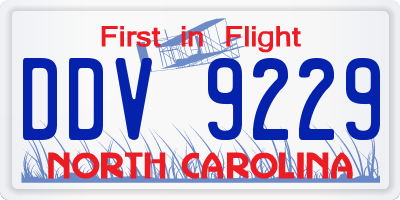 NC license plate DDV9229