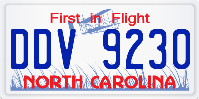 NC license plate DDV9230