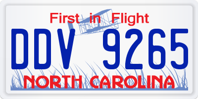 NC license plate DDV9265