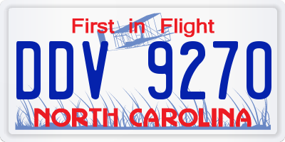NC license plate DDV9270
