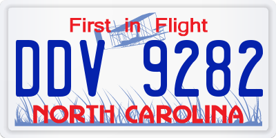 NC license plate DDV9282