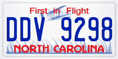 NC license plate DDV9298