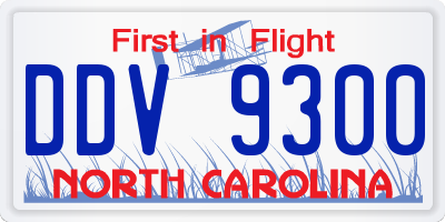 NC license plate DDV9300
