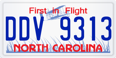 NC license plate DDV9313