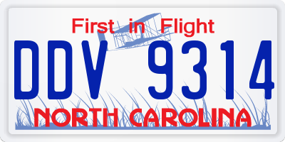 NC license plate DDV9314