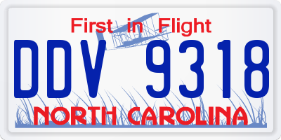 NC license plate DDV9318