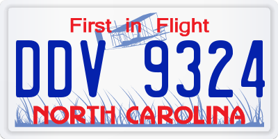 NC license plate DDV9324