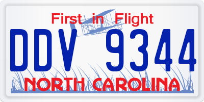 NC license plate DDV9344