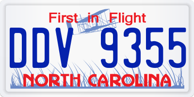 NC license plate DDV9355