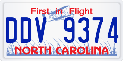 NC license plate DDV9374