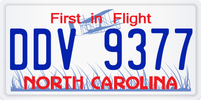 NC license plate DDV9377