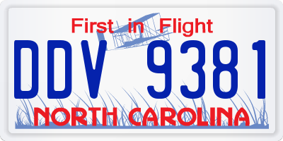 NC license plate DDV9381