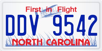 NC license plate DDV9542