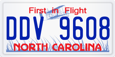 NC license plate DDV9608