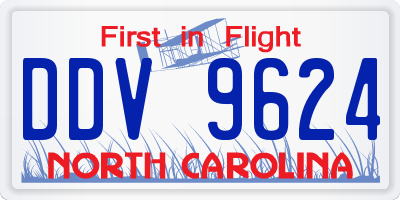 NC license plate DDV9624