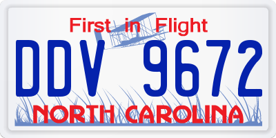 NC license plate DDV9672