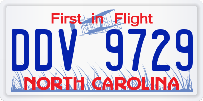 NC license plate DDV9729