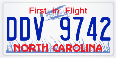 NC license plate DDV9742