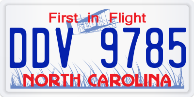 NC license plate DDV9785