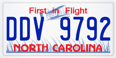 NC license plate DDV9792