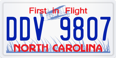 NC license plate DDV9807