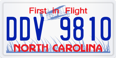 NC license plate DDV9810