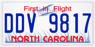 NC license plate DDV9817