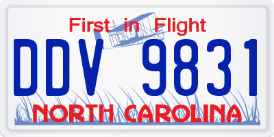 NC license plate DDV9831