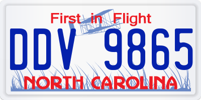 NC license plate DDV9865