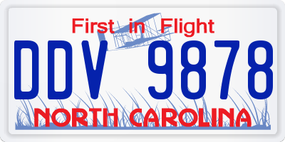 NC license plate DDV9878