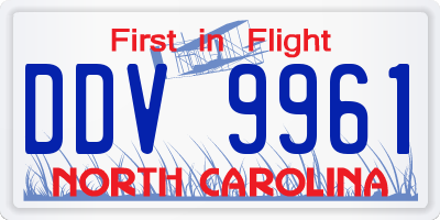 NC license plate DDV9961