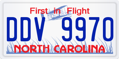 NC license plate DDV9970