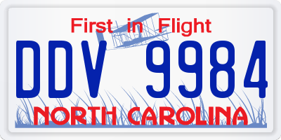 NC license plate DDV9984