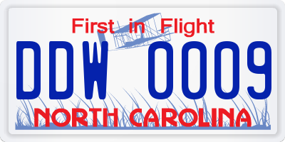 NC license plate DDW0009
