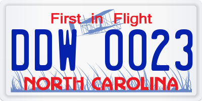 NC license plate DDW0023
