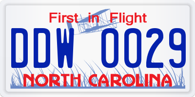 NC license plate DDW0029