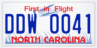 NC license plate DDW0041