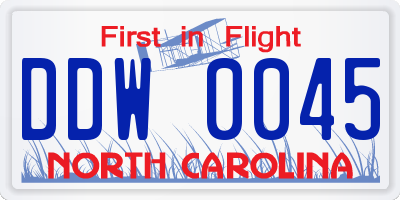NC license plate DDW0045