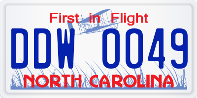 NC license plate DDW0049