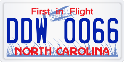 NC license plate DDW0066