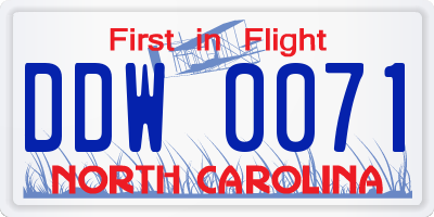 NC license plate DDW0071