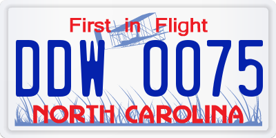 NC license plate DDW0075
