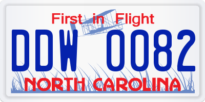 NC license plate DDW0082