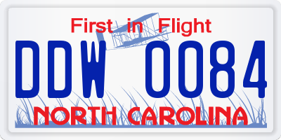 NC license plate DDW0084