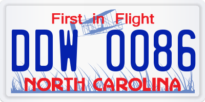 NC license plate DDW0086
