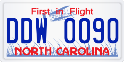 NC license plate DDW0090